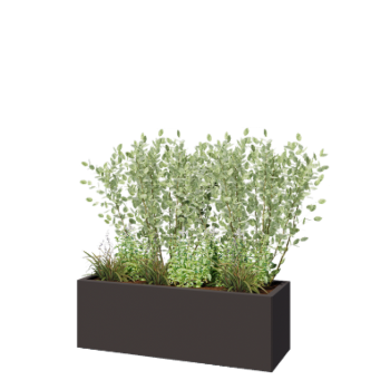 Fioriera in acciaio - Rettangolo - 120 x 40 x 40 cm - RAL7016 opaco (grigio antracite) - Con piastra di base