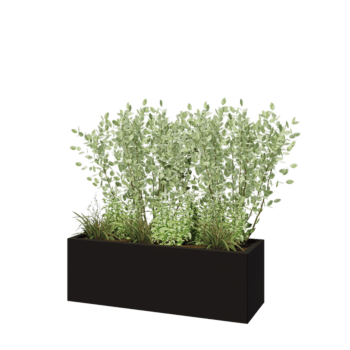 Fioriera in acciaio - Rettangolo - 120 x 40 x 40 cm - RAL9005 opaco (nero) - Senza piastra di base