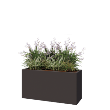 Fioriera in acciaio - Rettangolo - 120 x 40 x 60 cm - RAL7016 opaco (grigio antracite) - Con piastra di base