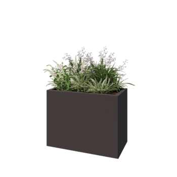 Fioriera in acciaio - Rettangolo - 80 x 40 x 60 cm - RAL7016 opaco (grigio antracite) - Con piastra di base