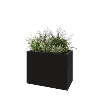 Fioriera in acciaio - Rettangolo - 80 x 40 x 60 cm - RAL9005 opaco (nero) - Con piastra di base