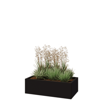 Fioriera in acciaio - Rettangolo - 100 x 50 x 30 cm - RAL9005 opaco (nero) - Senza piastra di base