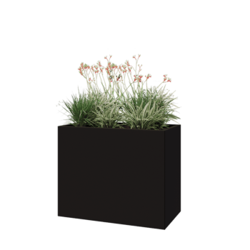 Fioriera in acciaio - Rettangolo - 100 x 50 x 80 cm - RAL9005 opaco (nero) - Con piastra di base