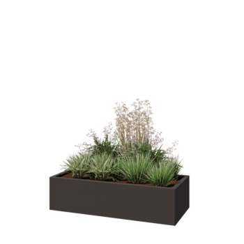 Fioriera in acciaio - Rettangolo - 120 x 50 x 30 cm - RAL7016 opaco (grigio antracite) - Senza piastra di base