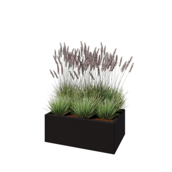 Fioriera in acciaio - Rettangolo - 80 x 50 x 30 cm - RAL9005 opaco (nero) - Senza piastra di base