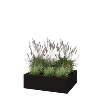 Fioriera in acciaio - Rettangolo - 100 x 80 x 30 cm - RAL9005 opaco (nero) - Senza piastra di base