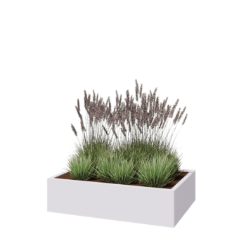 Fioriera in acciaio - Rettangolo - 120 x 80 x 30 cm - RAL9010 opaco (bianco) - Senza piastra di base