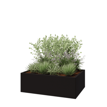 Fioriera in acciaio - Rettangolo - 120 x 80 x 40 cm - RAL9005 opaco (nero) - Senza piastra di base