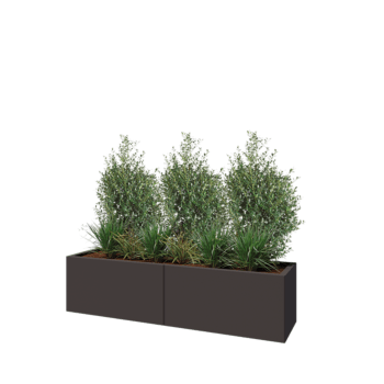 Fioriera XXL in acciaio - Rettangolo - 160 x 40 x 40 cm - RAL7016 opaco (grigio antracite) - Con piastra di base