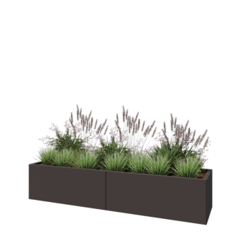 Fioriera XXL in acciaio - Rettangolo - 200 x 50 x 40 cm - RAL7016 opaco (grigio antracite) - Senza piastra di base