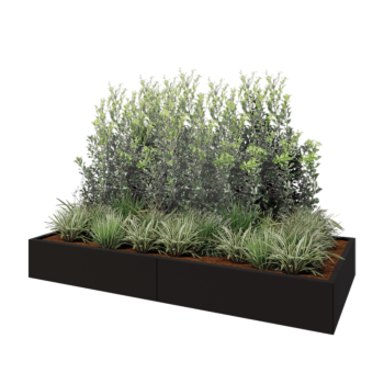 Fioriera XXL in acciaio - Rettangolo - 240 x 100 x 30 cm - RAL9005 opaco (nero) - Senza piastra di base