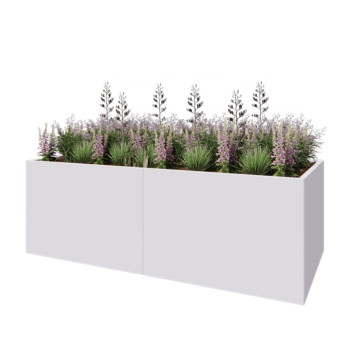 Fioriera XXL in acciaio - Rettangolo - 240 x 100 x 80 cm - RAL9010 opaco (bianco) - Con piastra di base