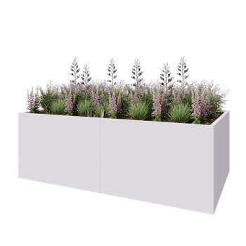 Fioriera XXL in acciaio - Rettangolo - 240 x 120 x 80 cm - RAL9010 opaco (bianco) - Con piastra di base