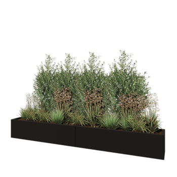 Fioriera XXL in acciaio - Rettangolo - 240 x 30 x 30 cm - RAL9005 opaco (nero) - Senza piastra di base