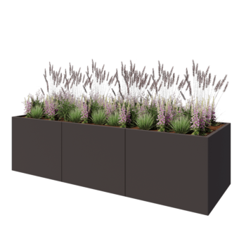 Fioriera XXL in acciaio - Rettangolo - 300 x 100 x 80 cm - Altri colori RAL - Con piastra di base