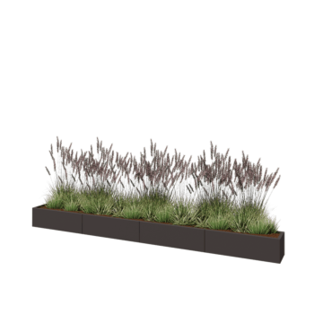 Fioriera XXL in acciaio - Rettangolo - 400 x 30 x 30 cm - Altri colori RAL - Con piastra di base