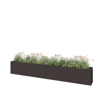 Fioriera XXL in acciaio - Rettangolo - 400 x 40 x 60 cm - RAL7016 opaco (grigio antracite) - Con piastra di base