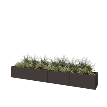 Fioriera XXL in acciaio - Rettangolo - 400 x 50 x 50 cm - RAL7016 opaco (grigio antracite) - Con piastra di base