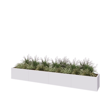 Fioriera XXL in acciaio - Rettangolo - 400 x 50 x 50 cm - RAL9010 opaco (bianco) - Senza piastra di base