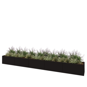 Fioriera XXL in acciaio - Rettangolo - 500 x 50 x 50 cm - RAL9005 opaco (nero) - Con piastra di base