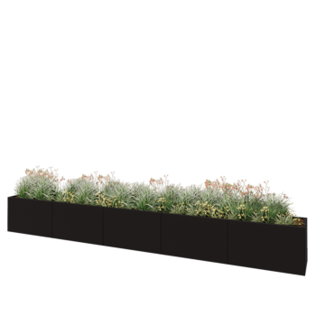 Fioriera XXL in acciaio - Rettangolo - 500 x 50 x 60 cm - RAL9005 opaco (nero) - Senza piastra di base