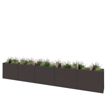 Fioriera XXL in acciaio - Rettangolo - 500 x 50 x 80 cm - RAL7016 opaco (grigio antracite) - Con piastra di base