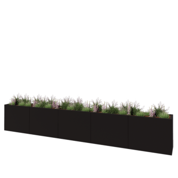 Fioriera XXL in acciaio - Rettangolo - 500 x 50 x 80 cm - RAL9005 opaco (nero) - Senza piastra di base
