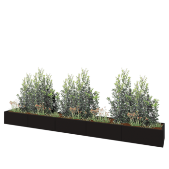 Fioriera XXL in acciaio - Rettangolo - 500 x 60 x 40 cm - RAL9005 opaco (nero) - Senza piastra di base