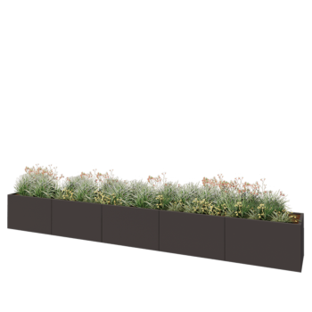 Fioriera XXL in acciaio - Rettangolo - 500 x 60 x 60 cm - RAL7016 opaco (grigio antracite) - Senza piastra di base