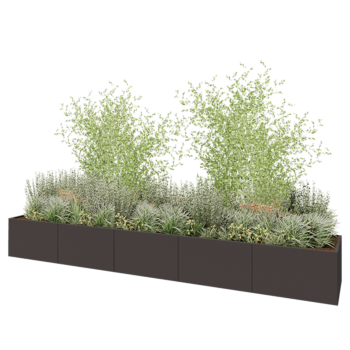 Fioriera XXL in acciaio - Rettangolo - 500 x 80 x 60 cm - RAL7016 opaco (grigio antracite) - Senza piastra di base