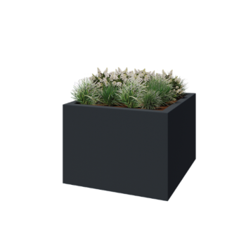 Fioriera in vetroresina - Quadrato - 140 x 140 x 100 cm - RAL7021 opaco (grigio nerastro) - Con fondo