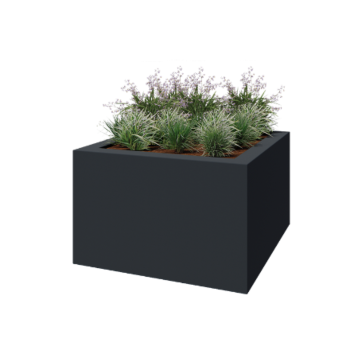 Fioriera in vetroresina - Quadrato - 160 x 160 x 100 cm - RAL7021 opaco (grigio nerastro) - Con fondo