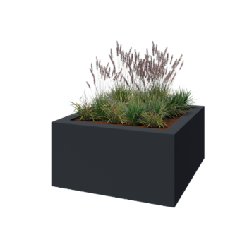 Fioriera in vetroresina - Quadrato - 160 x 160 x 80 cm - RAL7021 opaco (grigio nerastro) - Con fondo