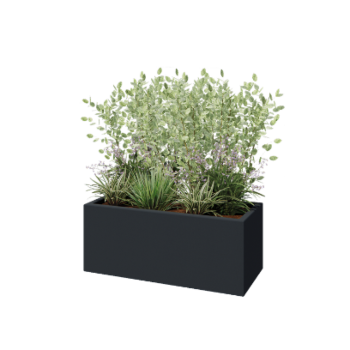 Fioriera in vetroresina - Rettangolo - 100 x 40 x 40 cm - RAL7021 opaco (grigio nerastro) - Con fondo