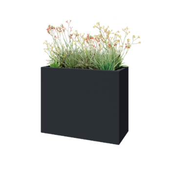 Fioriera in vetroresina - Rettangolo - 100 x 40 x 80 cm - RAL7021 opaco (grigio nerastro) - Con fondo