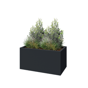 Fioriera in vetroresina - Rettangolo - 100 x 50 x 50 cm - RAL7021 opaco (grigio nerastro) - Con fondo
