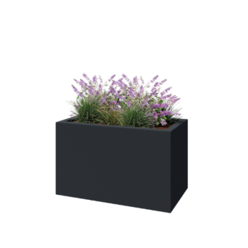 Fioriera in vetroresina - Rettangolo - 100 x 50 x 60 cm - RAL7021 opaco (grigio nerastro) - Con fondo