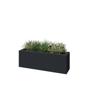 Fioriera in vetroresina - Rettangolo - 120 x 30 x 40 cm - RAL7021 opaco (grigio nerastro) - Con fondo