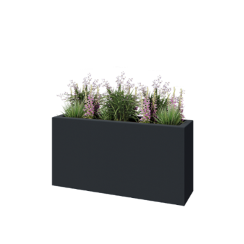 Fioriera in vetroresina - Rettangolo - 120 x 30 x 60 cm - RAL7021 opaco (grigio nerastro) - Con fondo