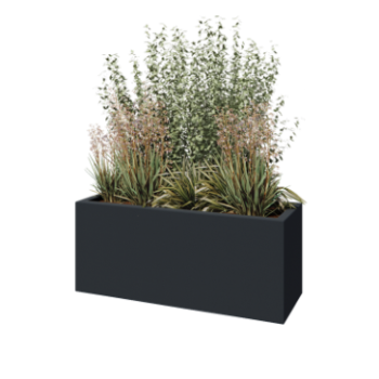 Fioriera in vetroresina - Rettangolo - 120 x 40 x 50 cm - RAL7021 opaco (grigio nerastro) - Con fondo