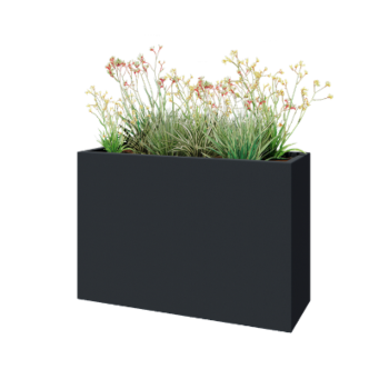 Fioriera in vetroresina - Rettangolo - 120 x 40 x 80 cm - RAL7021 opaco (grigio nerastro) - Con fondo