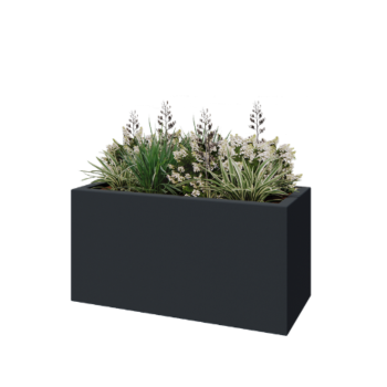 Fioriera in vetroresina - Rettangolo - 120 x 50 x 40 cm - RAL7021 opaco (grigio nerastro) - Con fondo