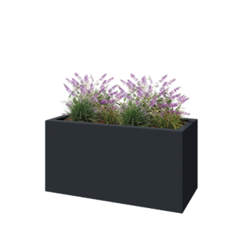 Fioriera in vetroresina - Rettangolo - 120 x 50 x 60 cm - RAL7021 opaco (grigio nerastro) - Con fondo