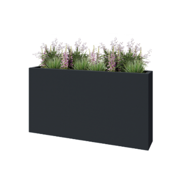 Fioriera in vetroresina - Rettangolo - 150 x 25 x 80 cm - RAL7021 opaco (grigio nerastro) - Con fondo