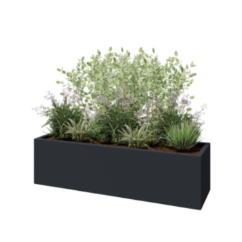 Fioriera in vetroresina - Rettangolo - 150 x 40 x 40 cm - RAL7021 opaco (grigio nerastro) - Con fondo