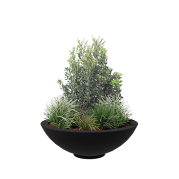 Fioriera in vetroresina - Ciotola - Ø 120 x 40 cm - RAL7021 opaco (grigio nerastro) - Con fondo