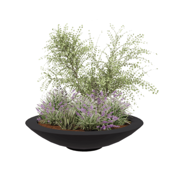 Fioriera in vetroresina - Ciotola - Ø 153 x 34 cm - RAL7021 opaco (grigio nerastro) - Con fondo