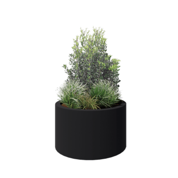 Fioriera in vetroresina - Rotondo - Ø 100 x 60 cm - RAL7021 opaco (grigio nerastro) - Con fondo