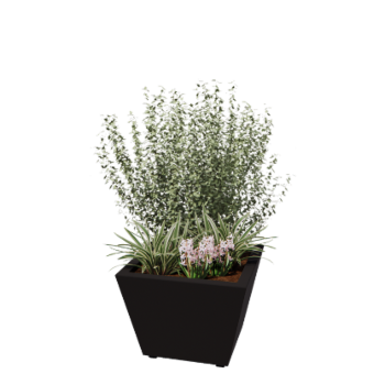 Fioriera in acciaio - Cono - 60 x 60 x 41,5 cm - Saldato - RAL9005 opaco (nero) - Con piastra di base