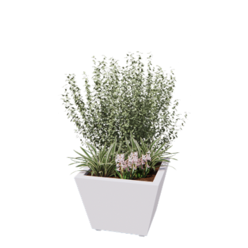 Fioriera in acciaio - Cono - 60 x 60 x 41,5 cm - Saldato - RAL9010 opaco (bianco) - Con piastra di base